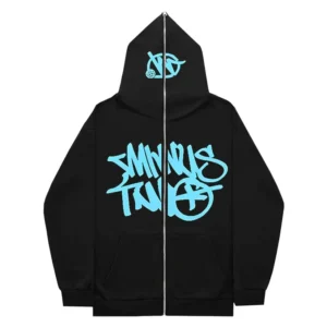 Minus Two Blue Black Full Zipper Hoodie