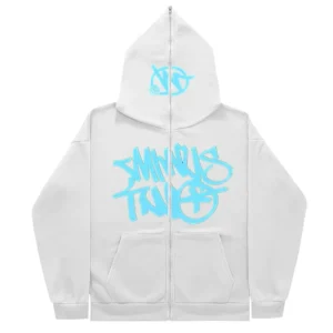 Minus Two Blue White Full Zipper Hoodie