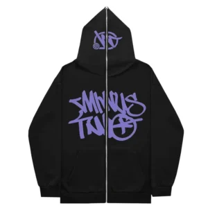 Minus Two Purple Black Full Zipper Hoodie