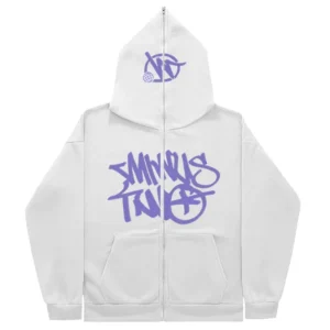 Minus Two Purple White Full Zipper Hoodie