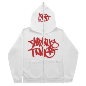 Minus Two Red White Full Zipper Hoodie