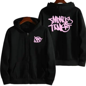 Minus Two Pink Black Zip Up Hoodie