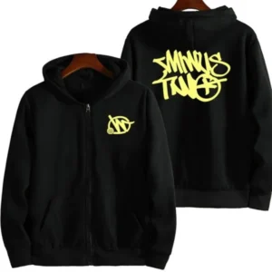 Zip Up Yellow Minus Two Black Hoodie