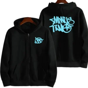 Zip Up Sky Blue Minus Two Black Hoodie